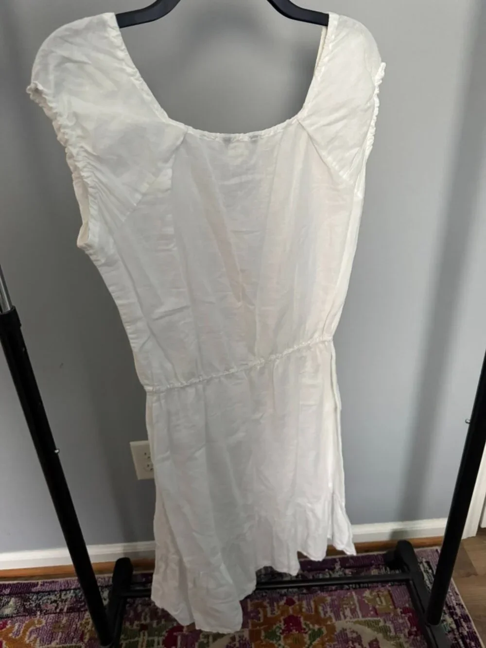 J.Crew White Linen Cotton Boho Peasant Dress Tassel Pockets S